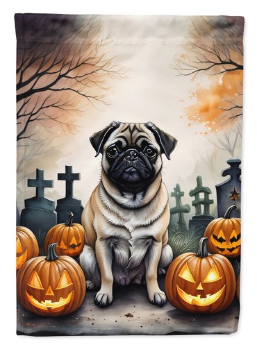 Pug fawn spooky halloween flag - fawn,